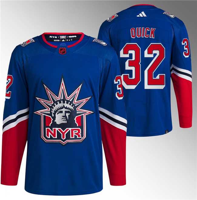 Men%27s New York Rangers #32 Jonathan Quick Blue Reverse Retro Stitched Jersey